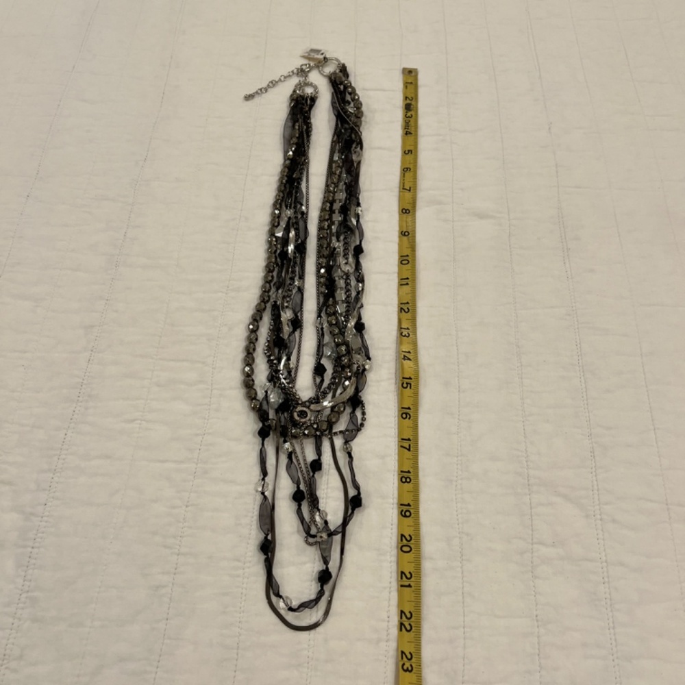 Chico's Joclynne Long Line Multi Strands Beads Rhinestone Chains Necklace - Picture 13 of 13